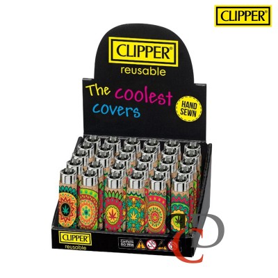 CLIPPER LIGHTER POP COVER 30CT/ DISPLAY - CORK LEAVES